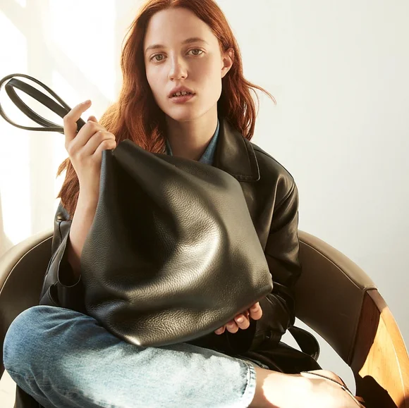 Madewell Shopper Tote in Soft Grain Pebbled Leather - Black, BNWT - Picture 4 of 8